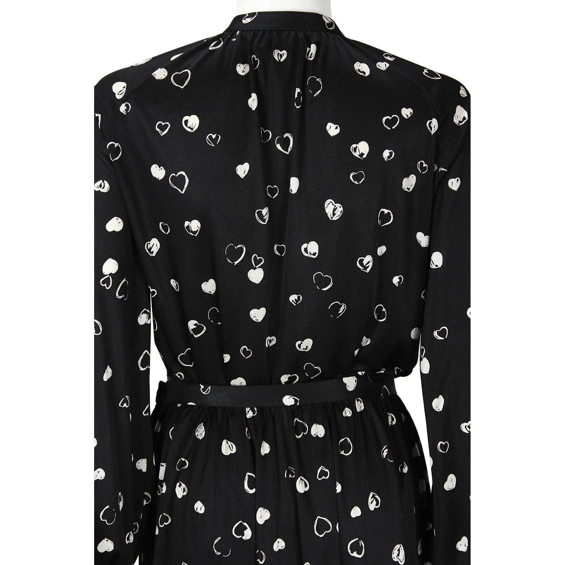 Halston Black and White Hearts Blouse and Skirt Set | US 8