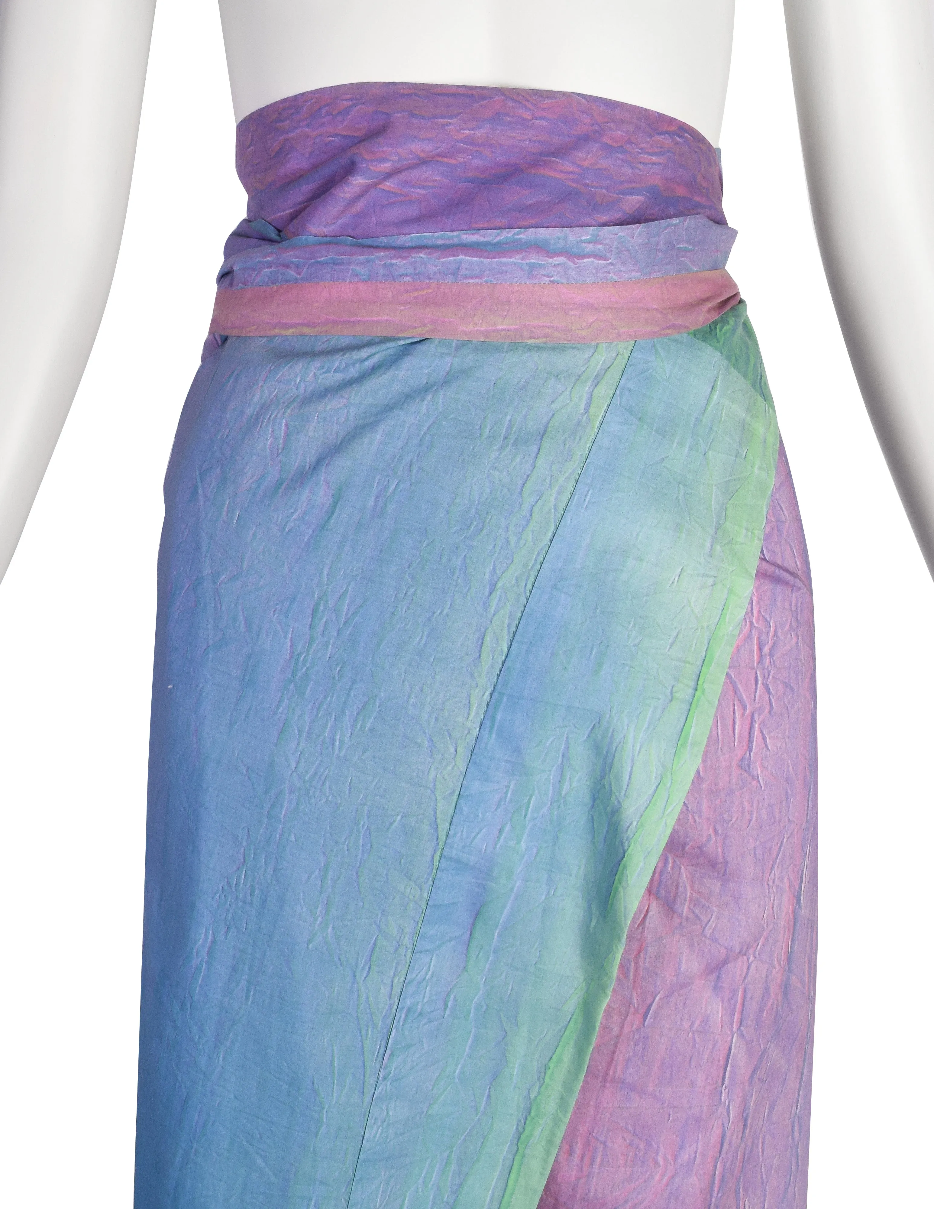 Issey Miyake Vintage Pastel Gradient Airy Cotton Wrap Skirt