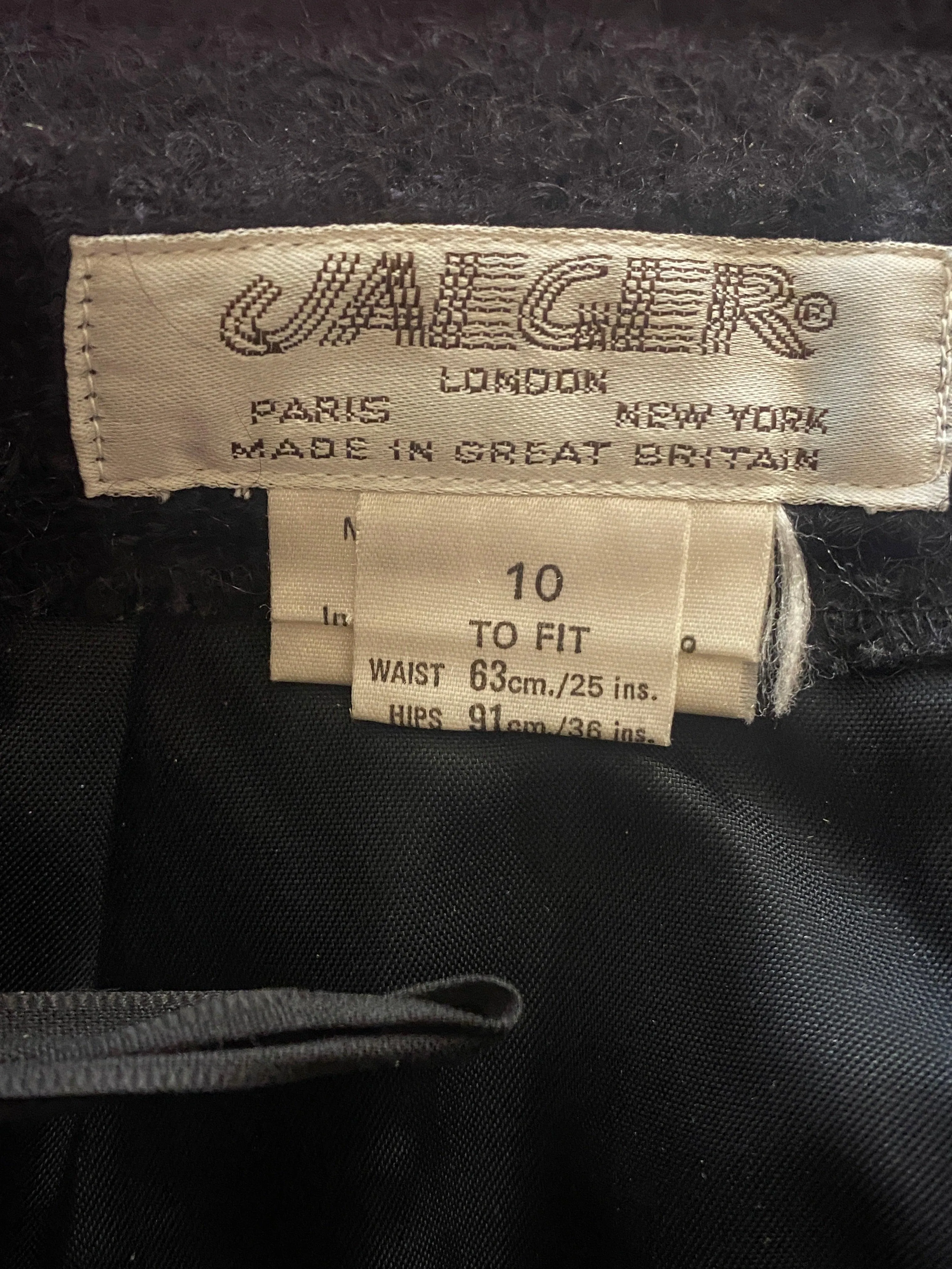Jaeger Vintage Skirt Black Mohair and Wool UK Size 8