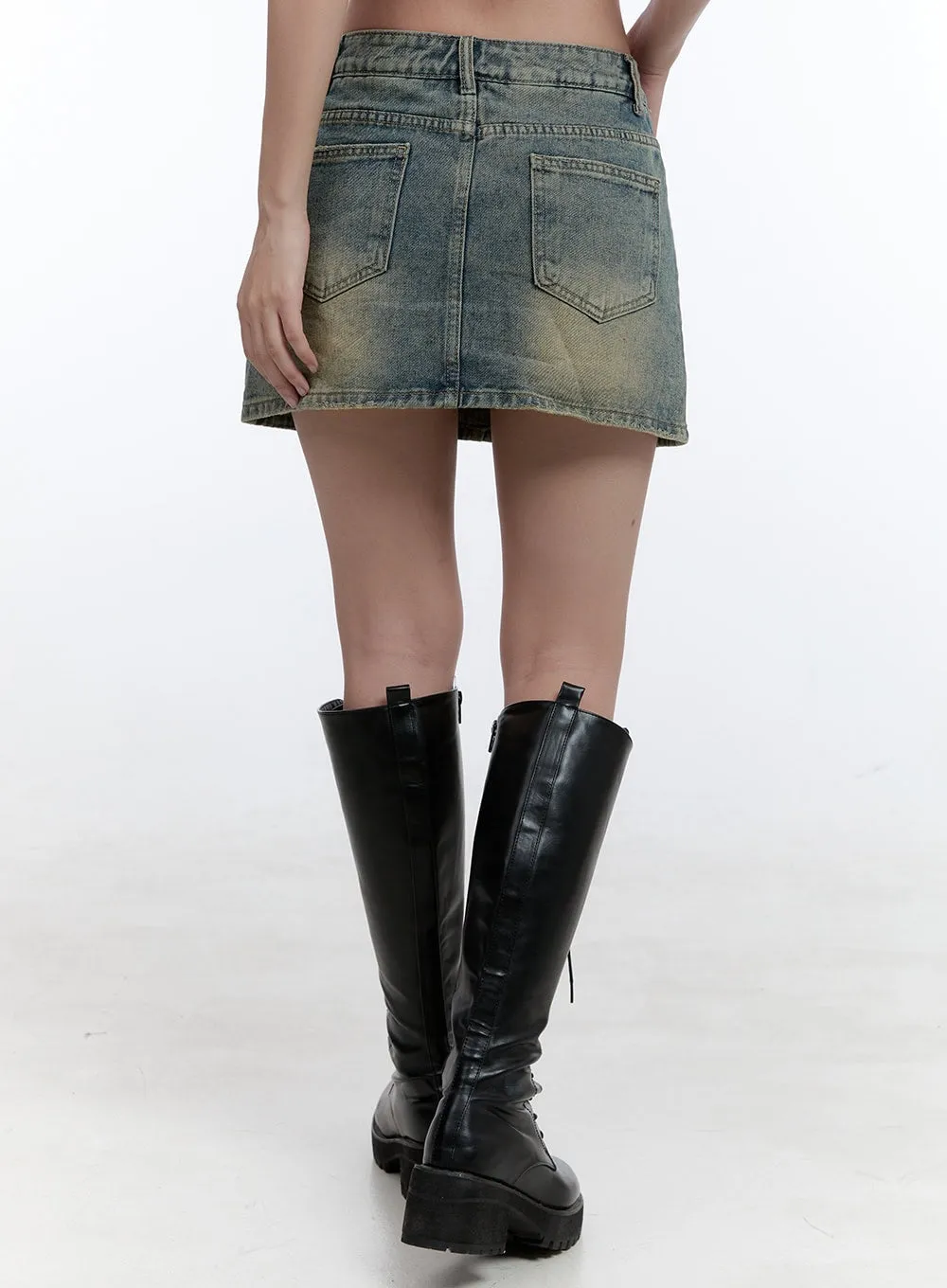 Jane Vintage Washed Denim Mini Skirt CG414