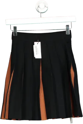 Karen Millen Black Pleated Wool Look Contrast Knit Mini Skirt XS