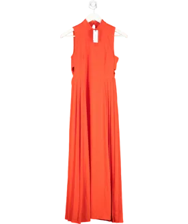 Karen Millen Red Petite Soft Tailored Pleated Panel Midaxi Dress UK 4