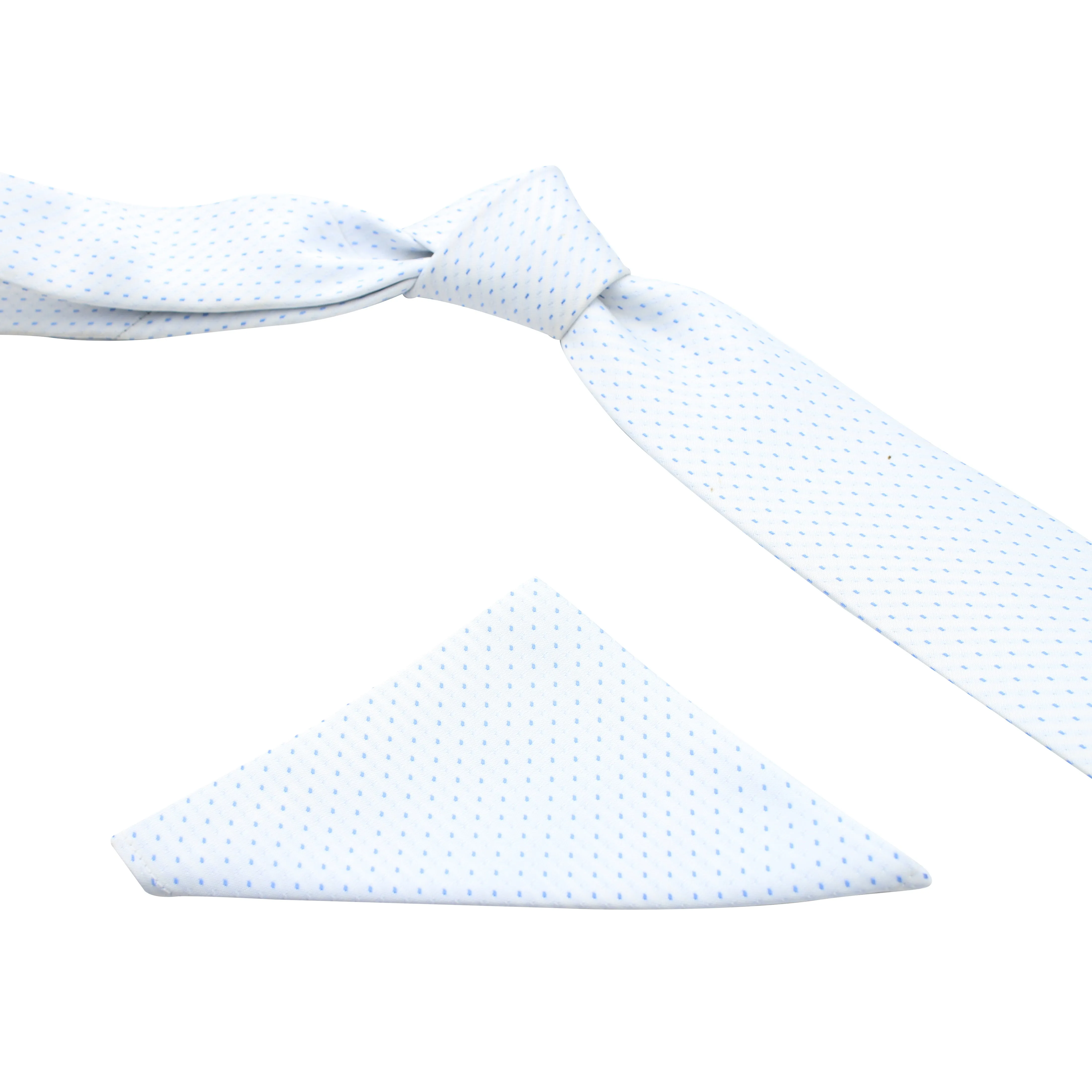 Kovove White Polka Dot Necktie and Pocket Square Gift Box