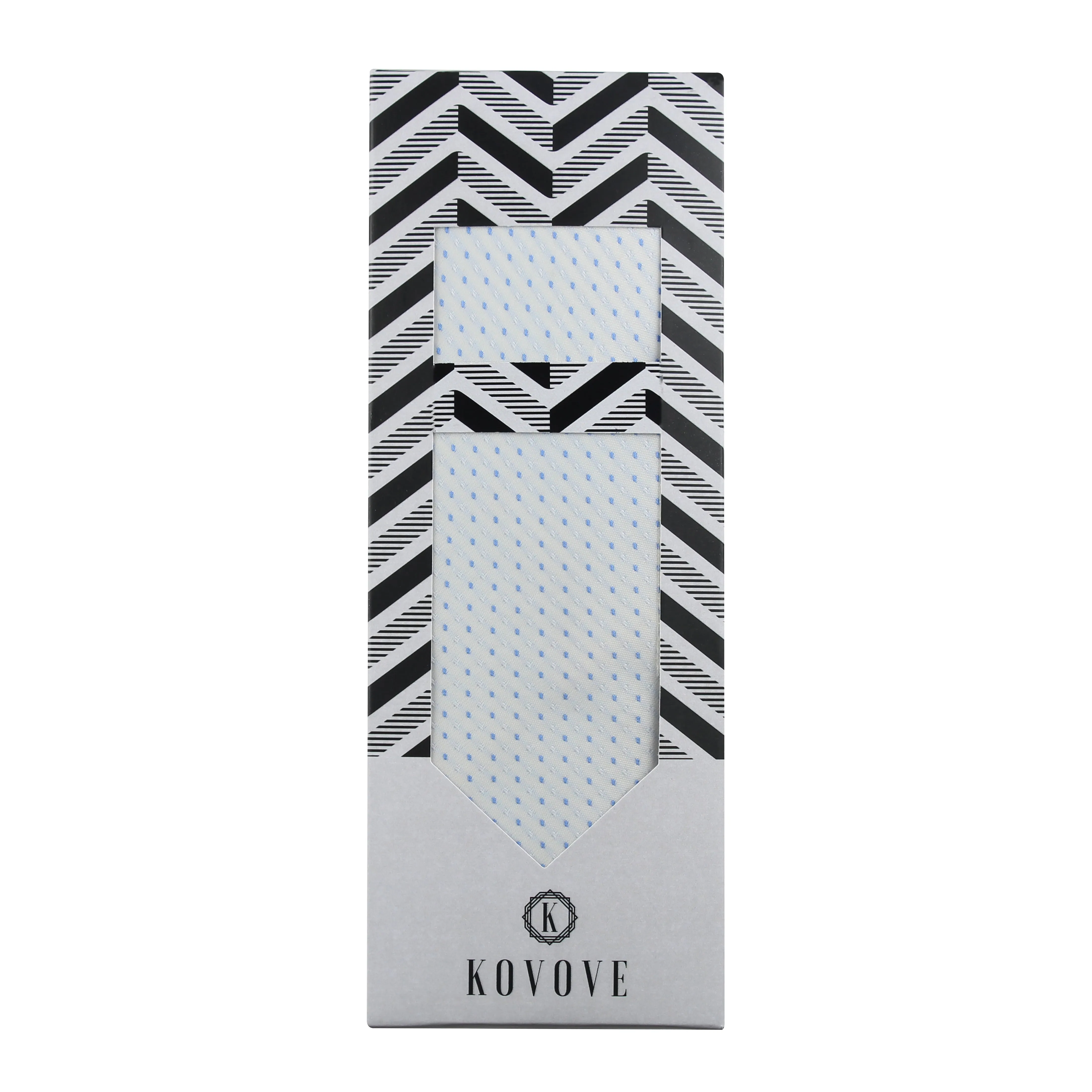 Kovove White Polka Dot Necktie and Pocket Square Gift Box