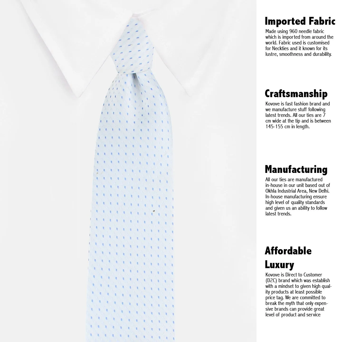 Kovove White Polka Dot Necktie and Pocket Square Gift Box