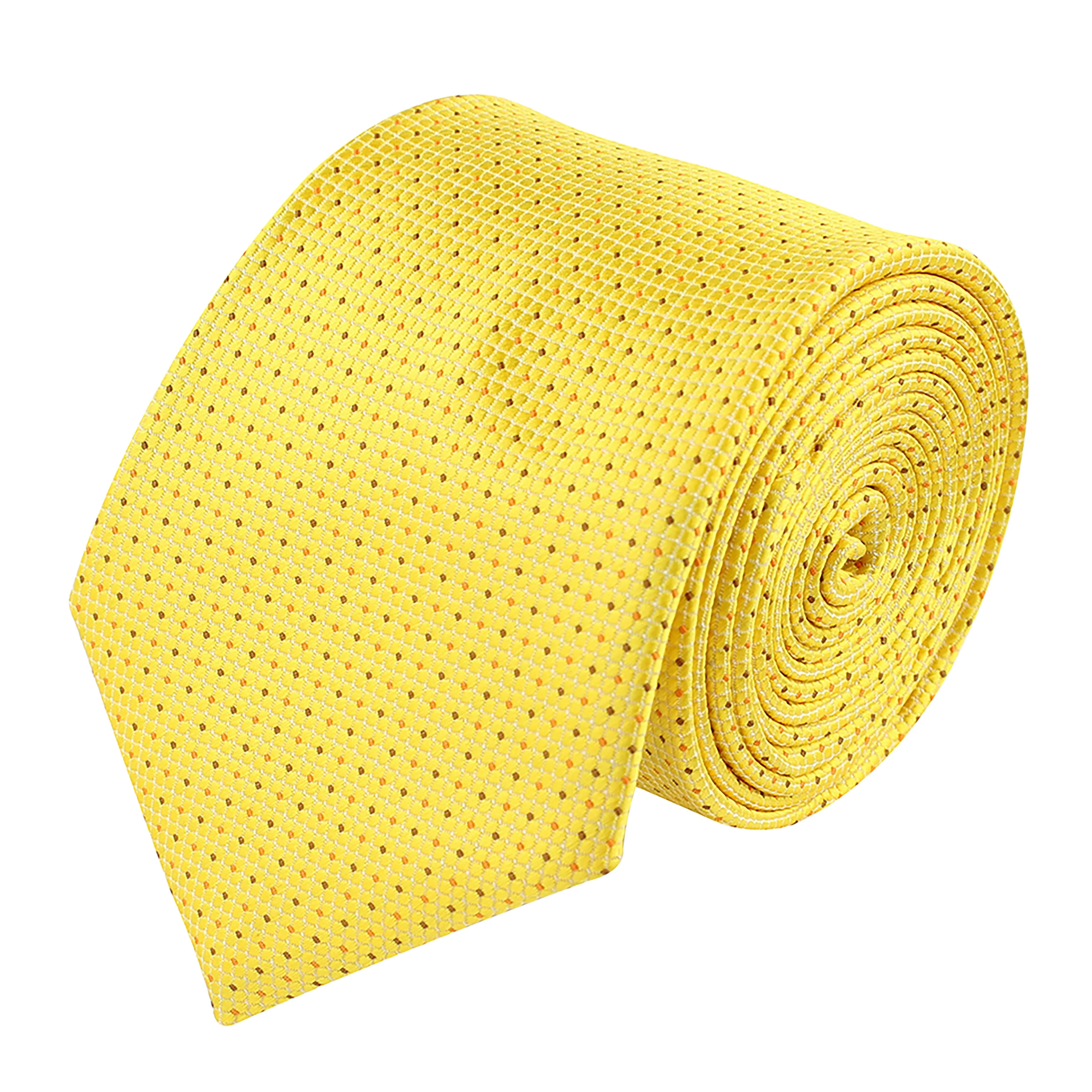 Kovove Yellow Polka Dot Neck Tie For Men