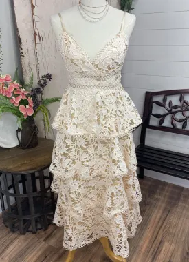Lace Tiered Dress in Ivory by Bibi