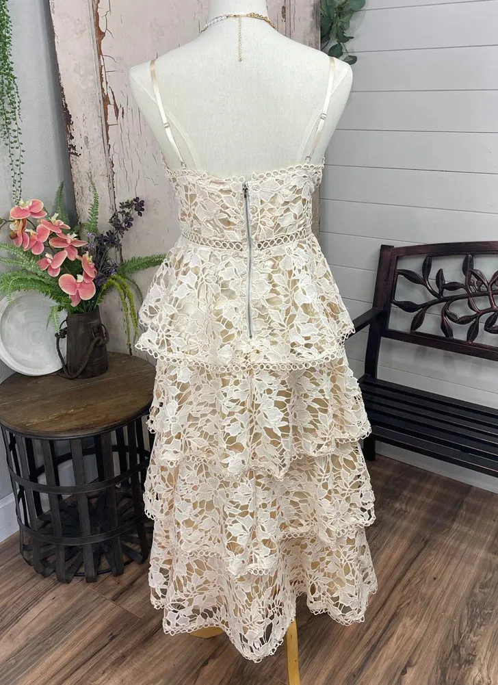 Lace Tiered Dress in Ivory by Bibi