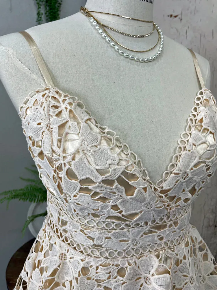 Lace Tiered Dress in Ivory by Bibi