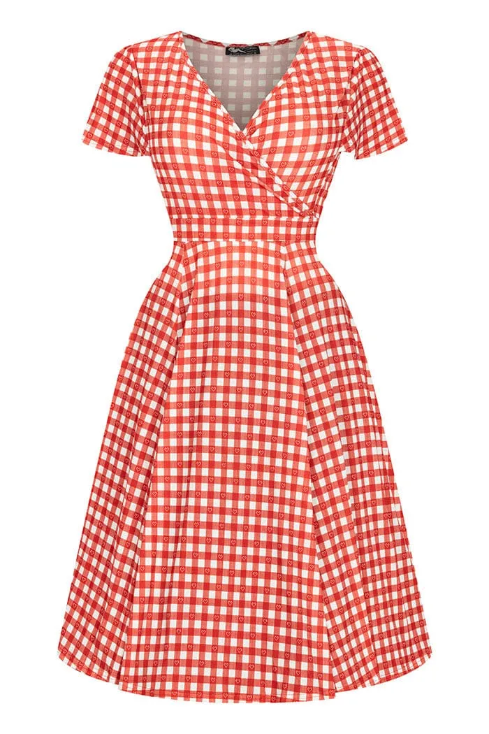 Lady Vintage Lyra Dress in Heart Gingham