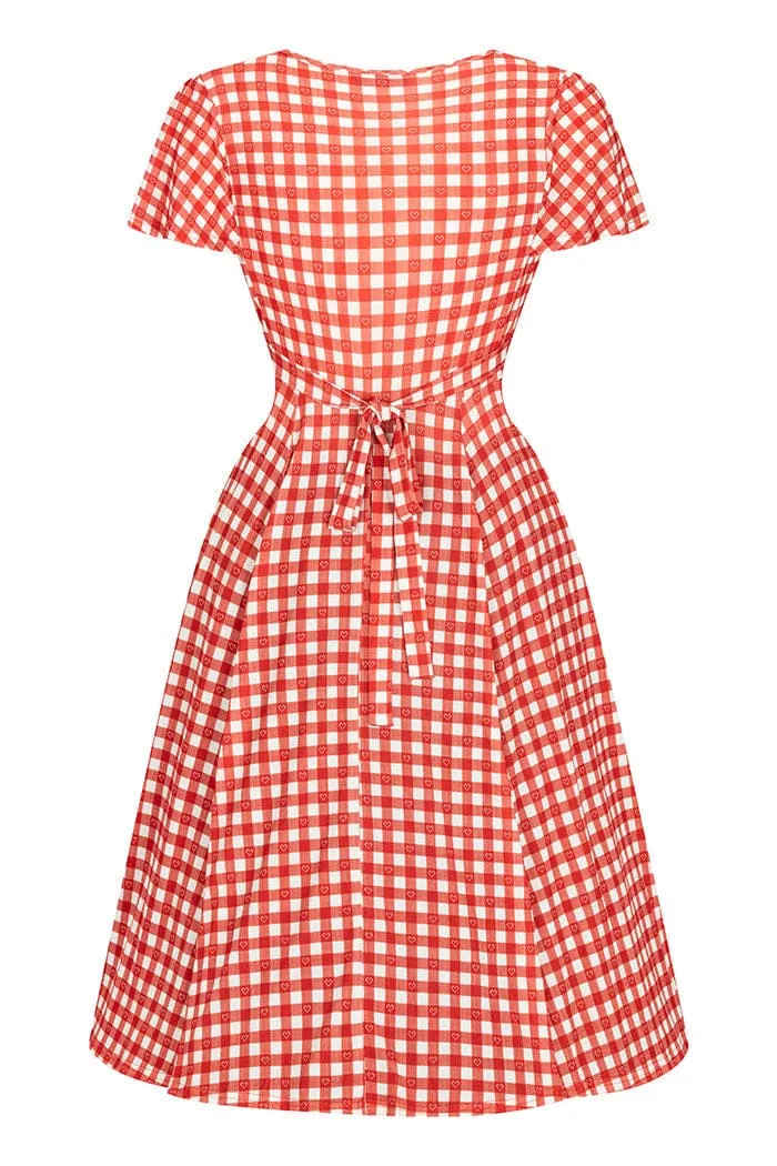 Lady Vintage Lyra Dress in Heart Gingham
