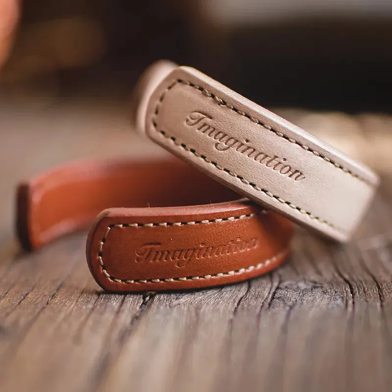 Letter Leather Cuff Bracelets for Men - Adjustable Handmade Wristband