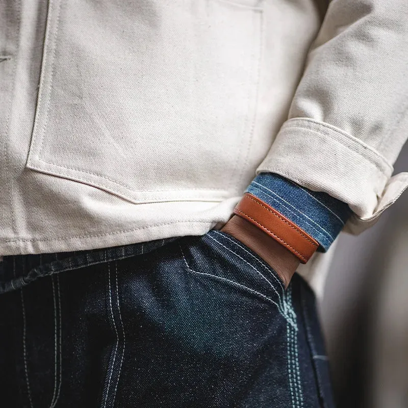 Letter Leather Cuff Bracelets for Men - Adjustable Handmade Wristband
