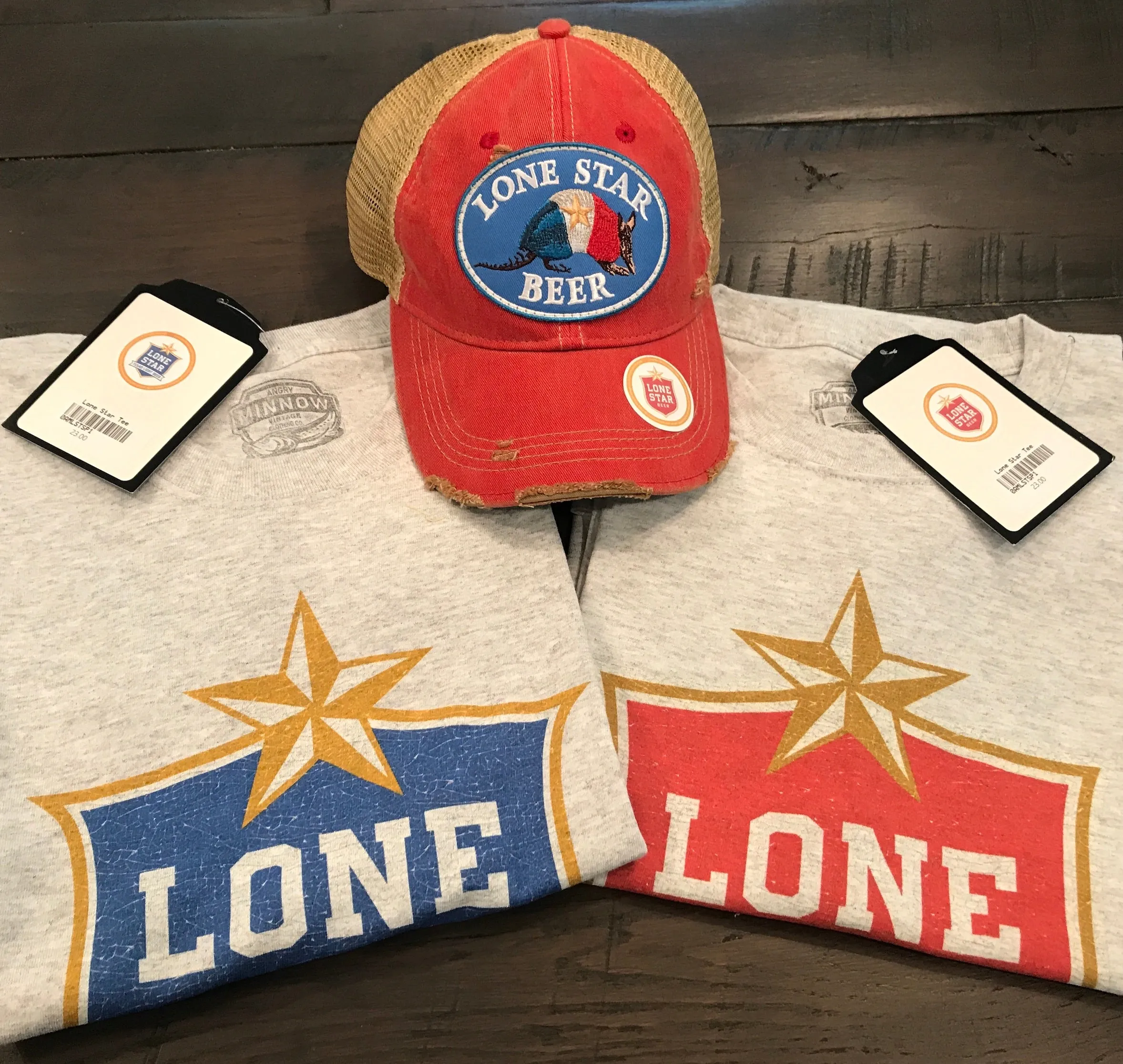 Lone Star Beer Armadillo Logo Hat- Distressed  Red