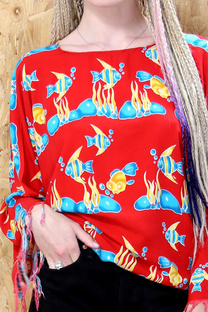 LOOT LABEL Fish Print Kimono Top