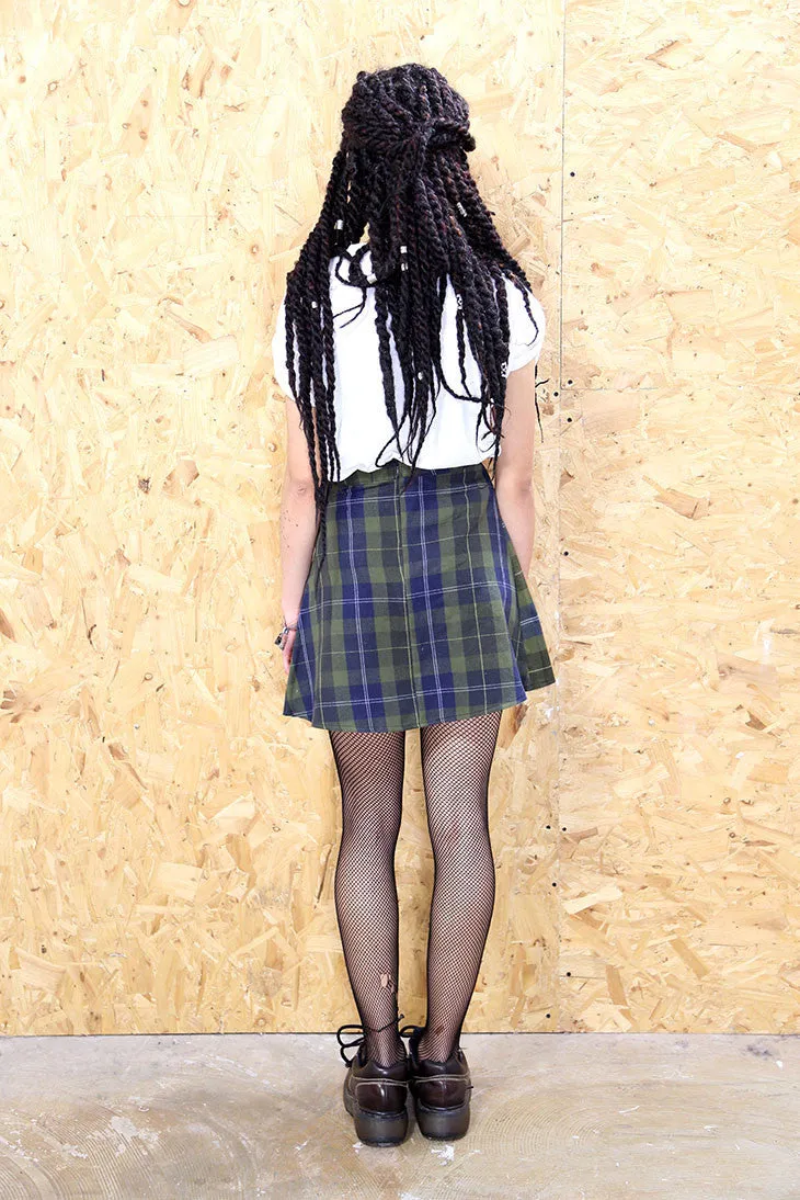 LOOT LABEL Navy And Khaki Tartan Skirt