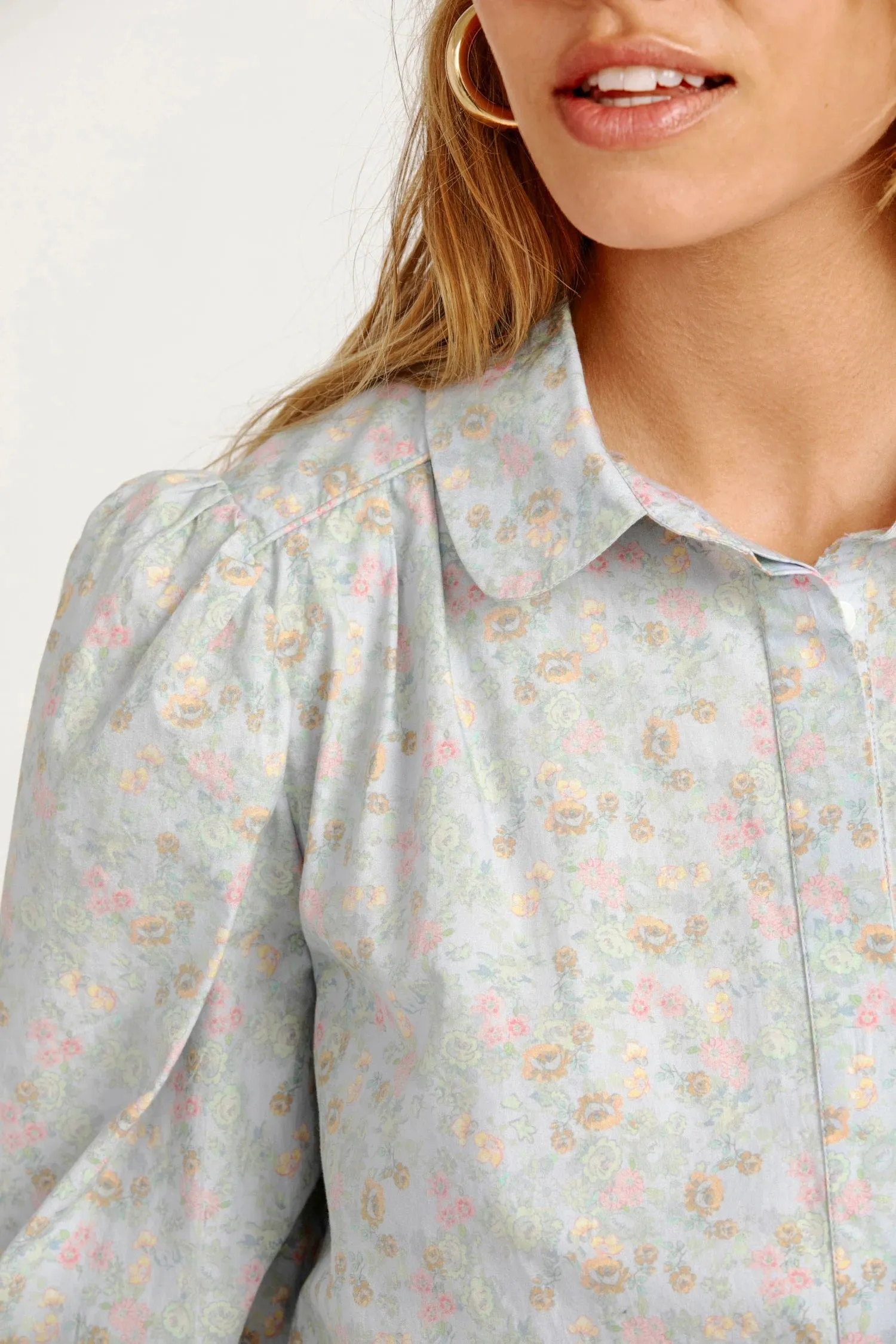 Love Shack Fancy - Sansom Blouse in Baby Blue Skies