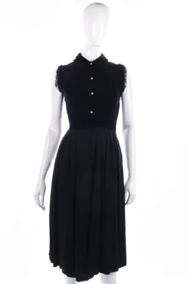 Lovely black vintage velvet and crepe dress size S