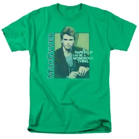 Macgyver Wonderous Paperclip Mens T Shirt Kelly Green