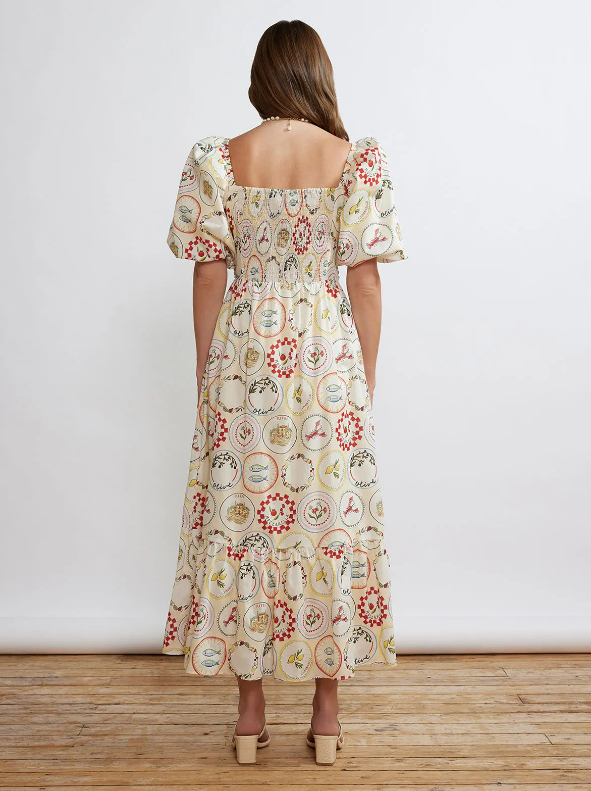 Maggie Vintage Plates Maxi Dress
