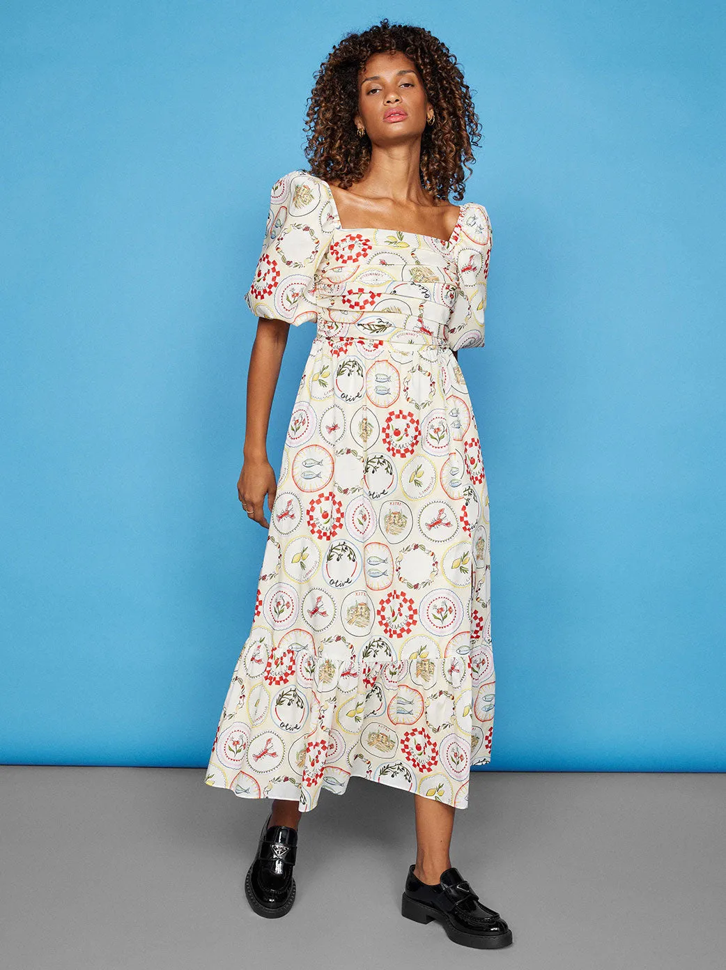 Maggie Vintage Plates Maxi Dress