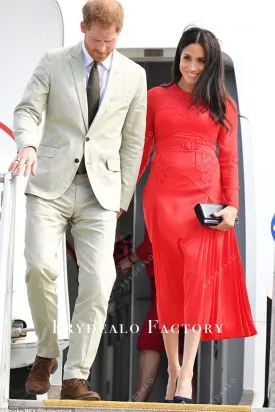 Meghan Markle Royal Tour 2018 Red Dress