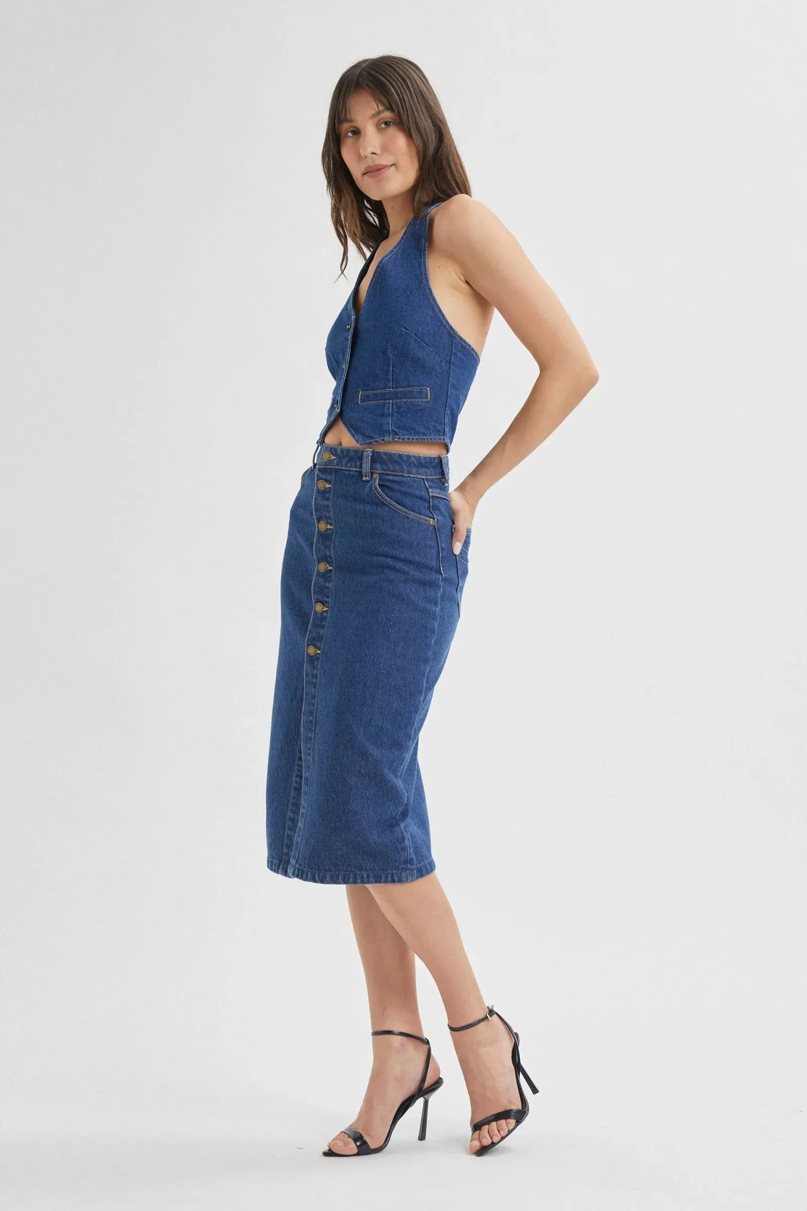 Melrose Skirt in Organic Blue