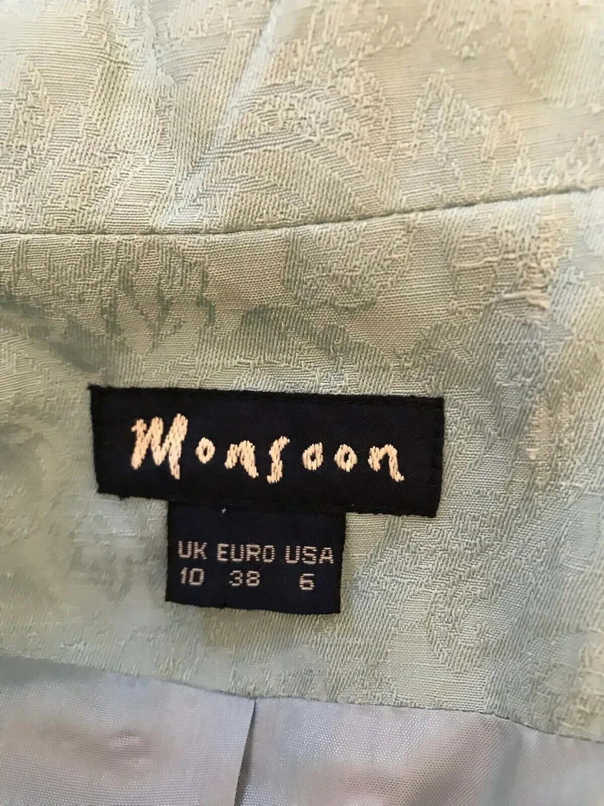 Monsoon Vintage Aqua Green Linen Silk Short Sleeved Top  UK 10 US 6 EU 38