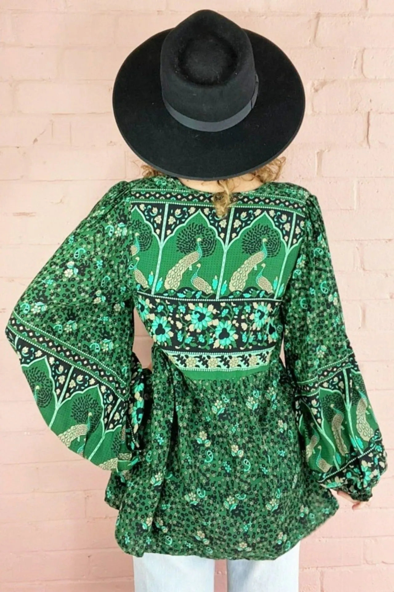 Peacock Prairie Top in Forest Green