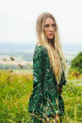 Peacock Prairie Top in Forest Green
