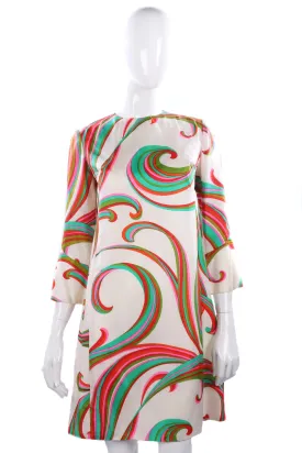 Peter Collins Vintage 1960/70's Cream Swirl Pattern Dress UK Size 12