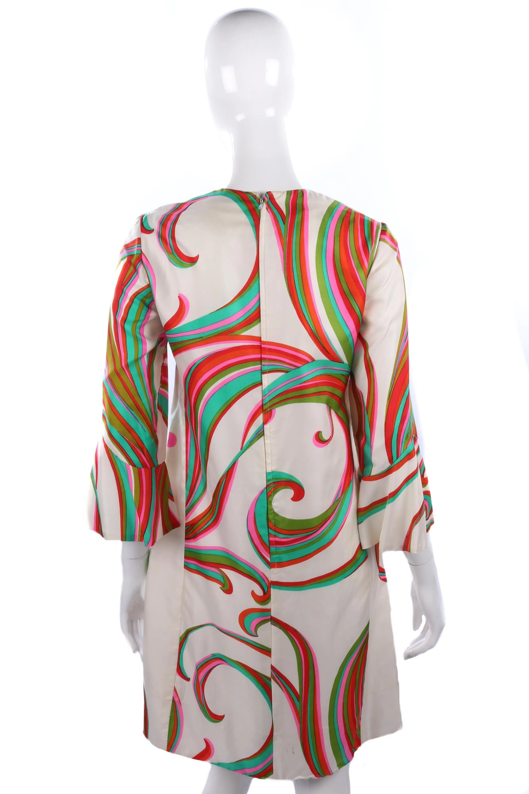 Peter Collins Vintage 1960/70's Cream Swirl Pattern Dress UK Size 12