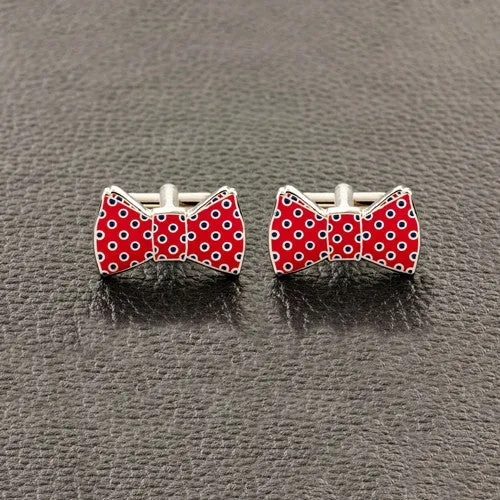 Red Bow Tie with Polka Dots Cufflinks