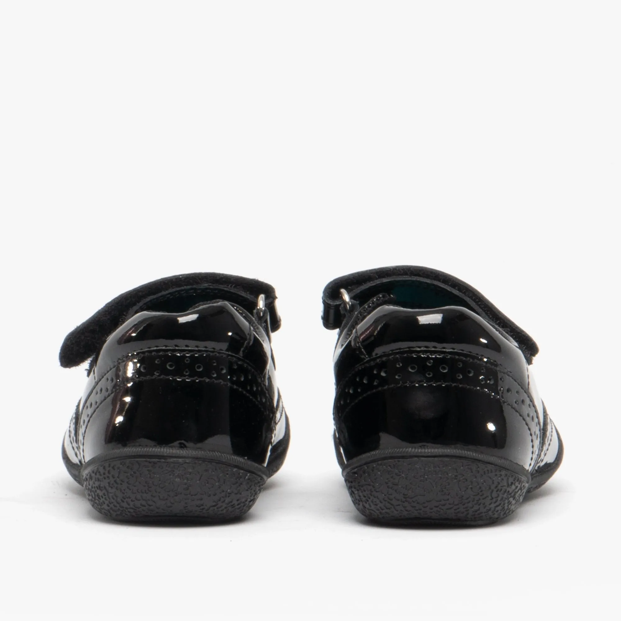 RINA Girls Leather Touch Fasten Shoes Black Patent