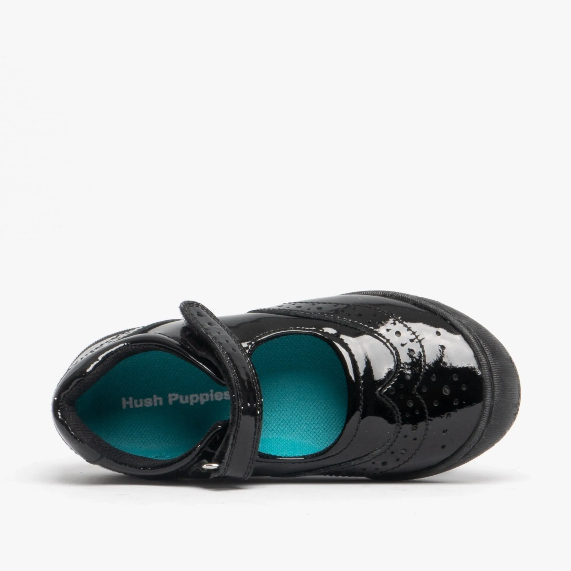 RINA Girls Leather Touch Fasten Shoes Black Patent