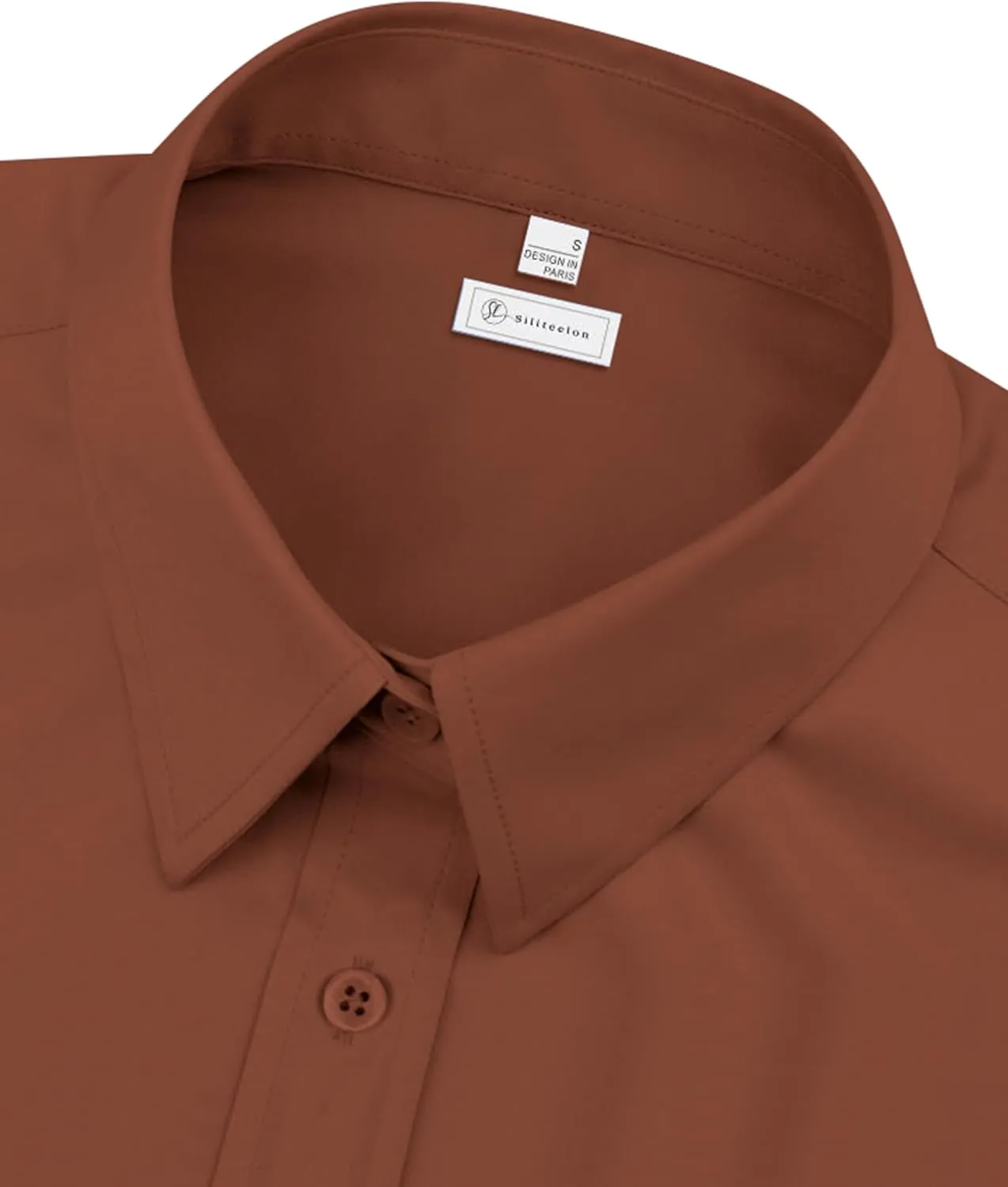 siliteelon Womens Classic-Fit Dress Shirts Long Sleeve Button Down Wrinkle-Free Stretch Solid Casual Work Office Blouse Top