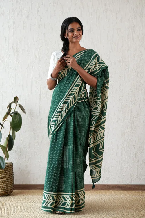 Sooti Syahi ' Ancient Echo' Hand Block Mul Cotton Saree