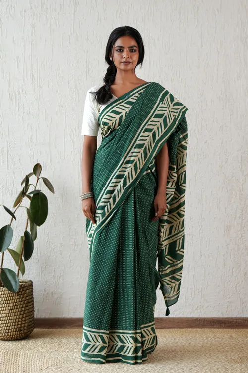 Sooti Syahi ' Ancient Echo' Hand Block Mul Cotton Saree