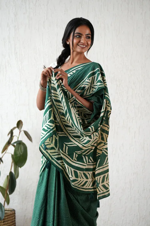 Sooti Syahi ' Ancient Echo' Hand Block Mul Cotton Saree