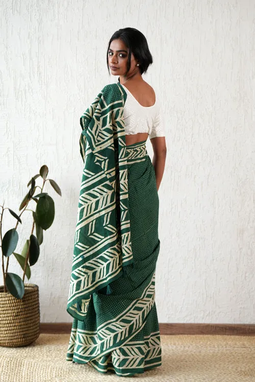 Sooti Syahi ' Ancient Echo' Hand Block Mul Cotton Saree