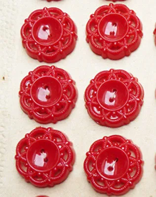Striking Vintage 1950s Bright Red Buttons- 2cm or 1.7cm