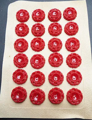 Striking Vintage 1950s Bright Red Buttons- 2cm or 1.7cm