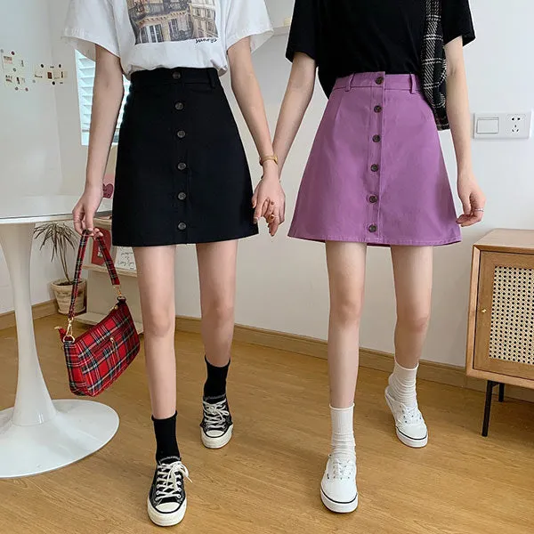 Teen Craft Button Front Skirt