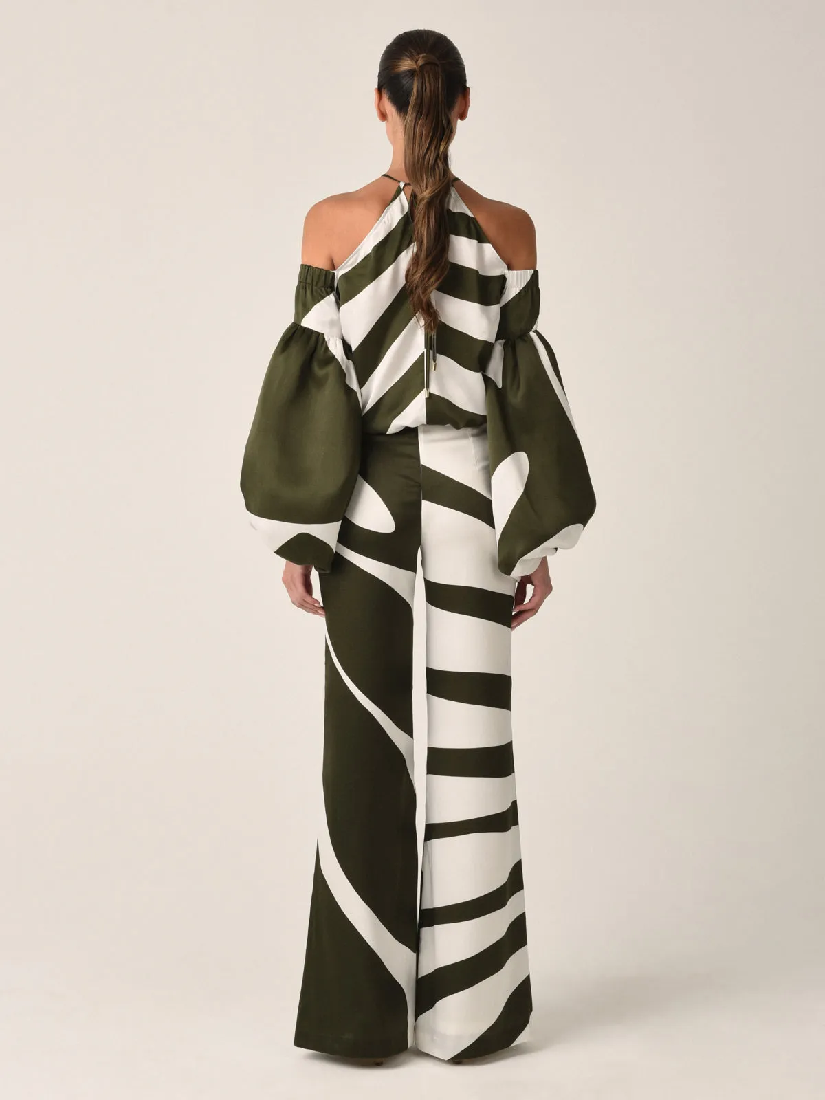 Terry Blouse Green Abstract