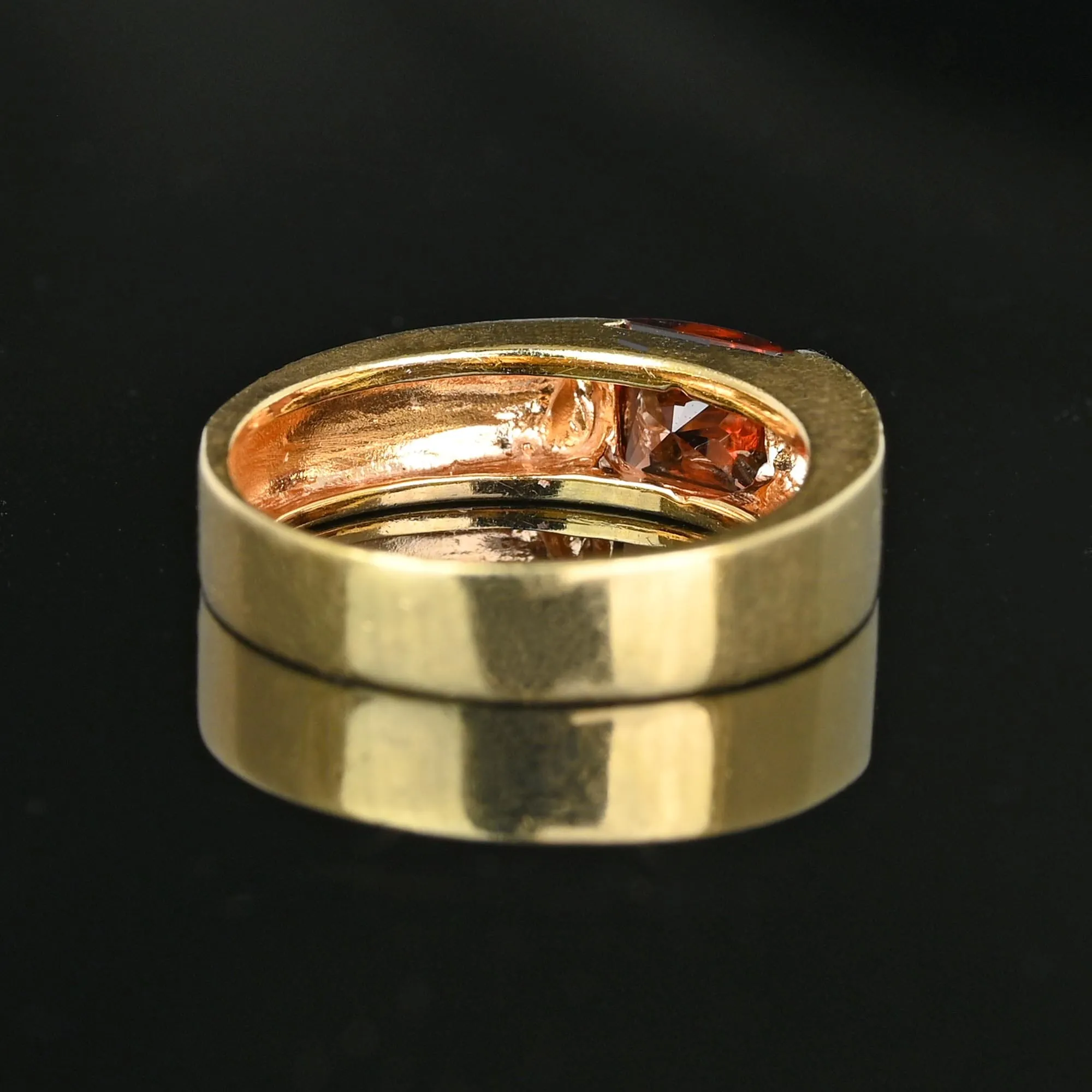 Vintage 14K Gold Smooth Top Red Tourmaline Ring Band