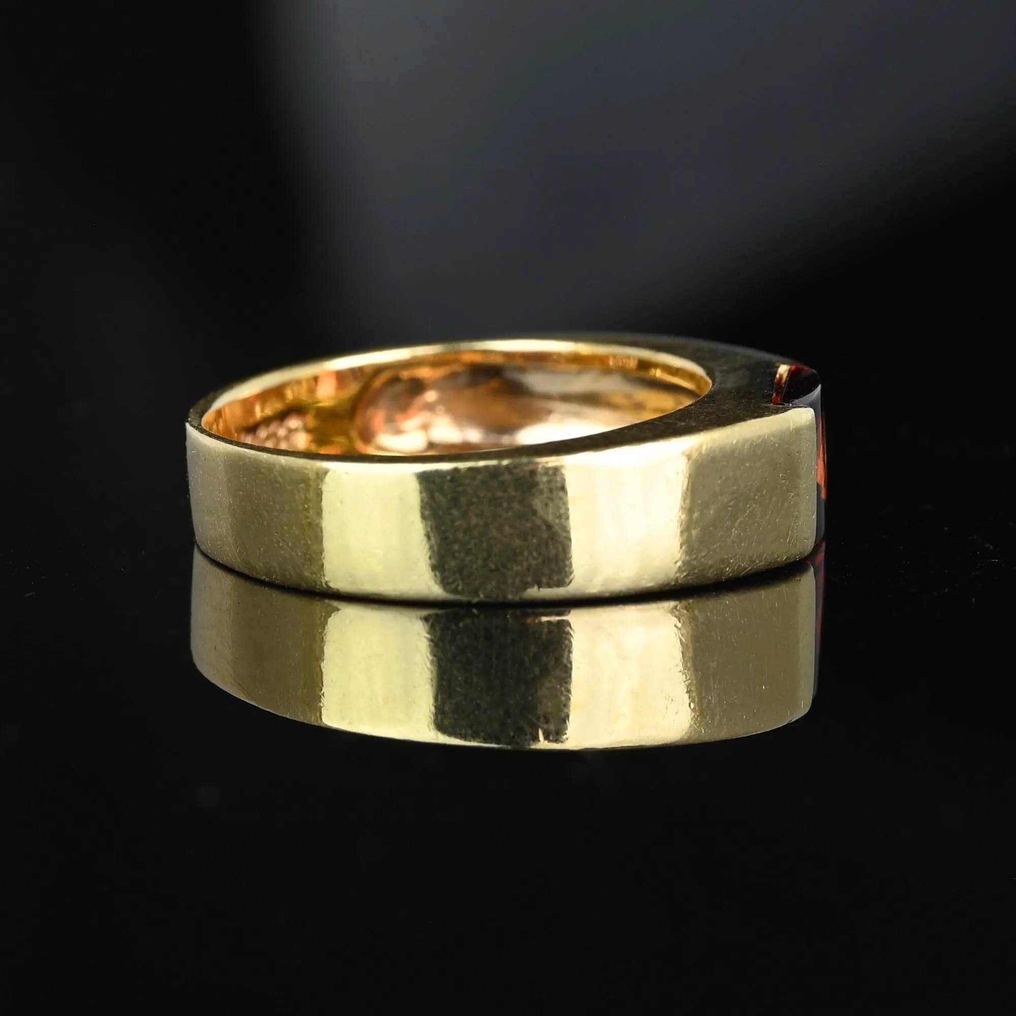 Vintage 14K Gold Smooth Top Red Tourmaline Ring Band