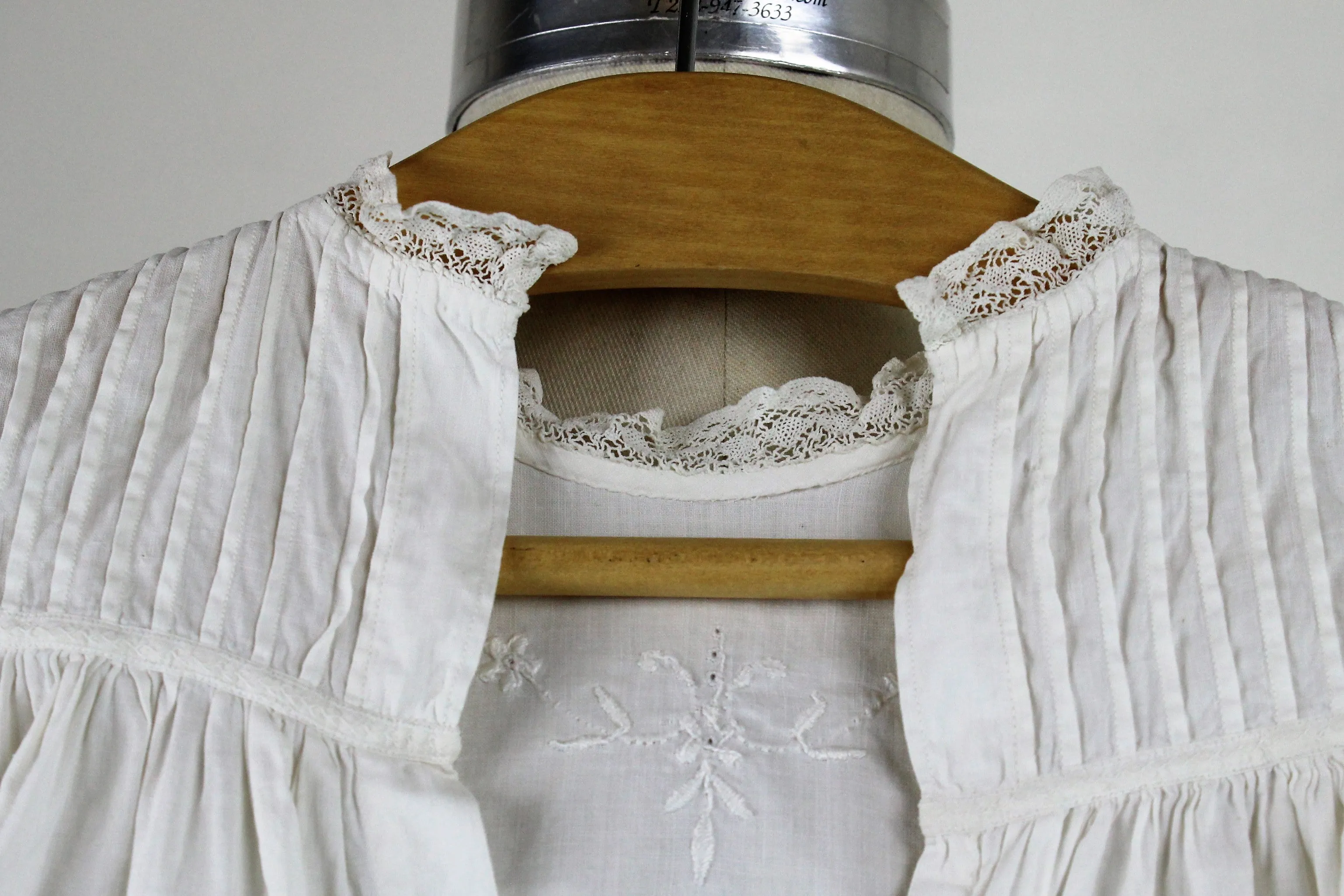 Vintage 1910s 1920s Babys White Cotton Christening Dress
