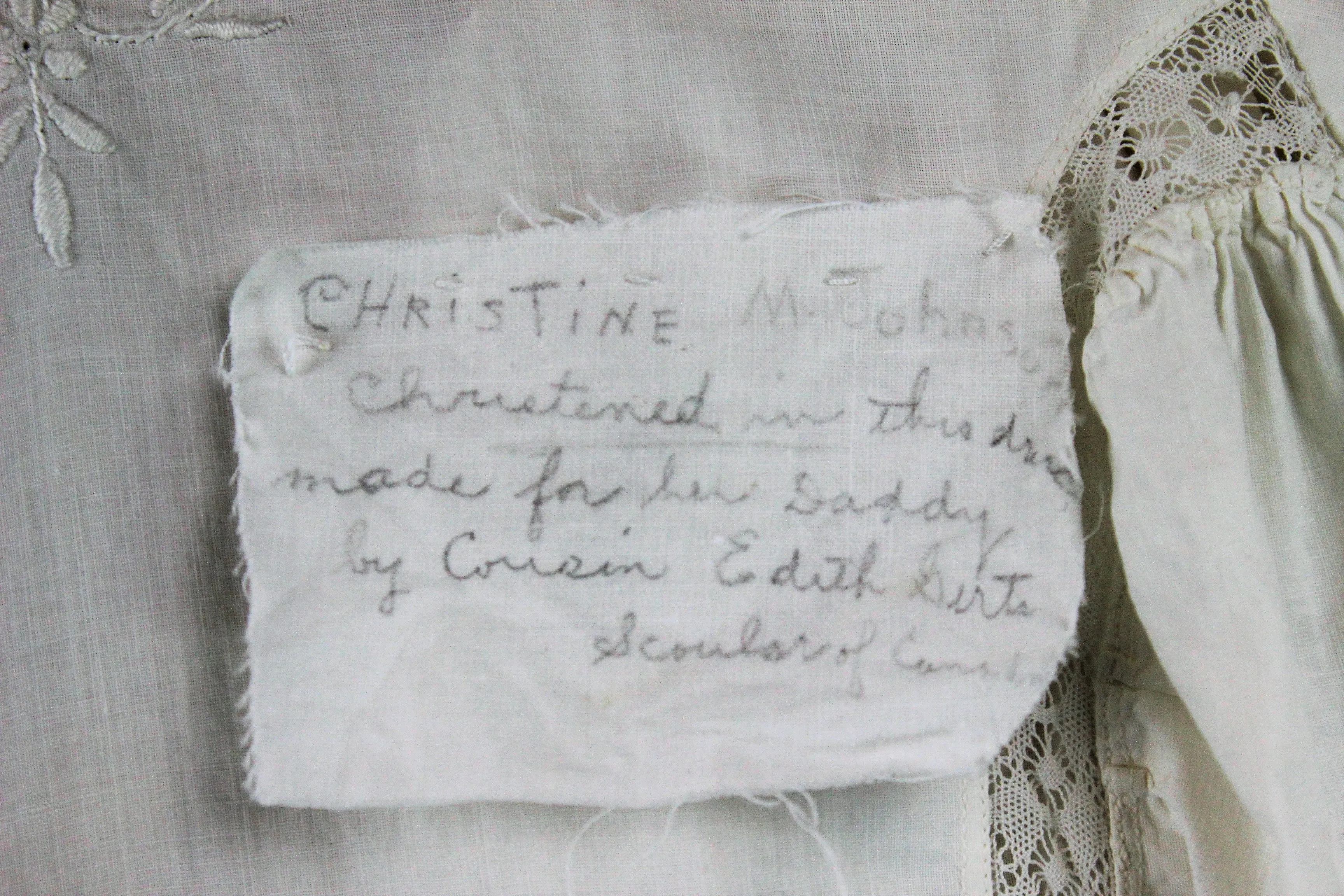 Vintage 1910s 1920s Babys White Cotton Christening Dress