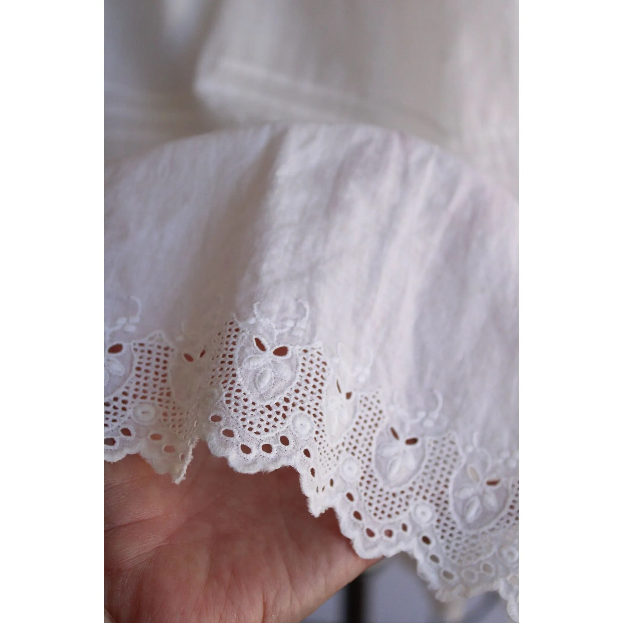 Vintage 1910s White Cotton and Lace Christening Baptism Dress