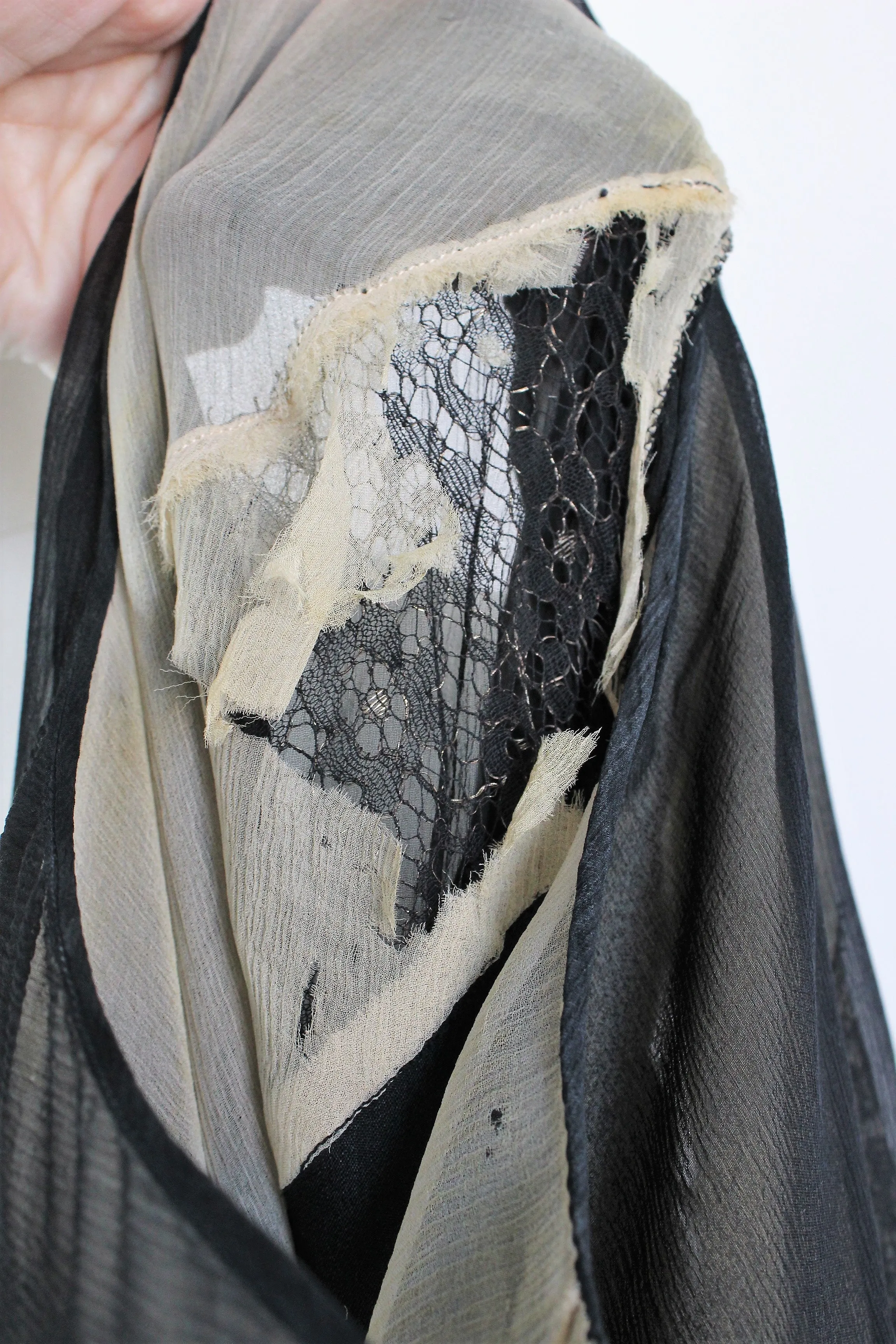 Vintage 1920s Black Silk Chiffon Dress